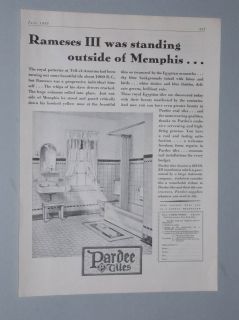 1929 1930 PARDEE TILES ADS BATHROOM AND CEILING TILES MATAWAN CERAMICS