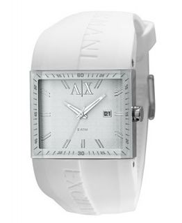 Armani Exchange Watch, Mens White Silicone Strap 32x38mm AX1129