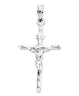 14k White Gold Charm, INRI Crucifix Charm