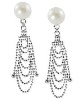 Sterling Silver Earrings, Cultured Freshwater Pearl Lace Drop Earrings