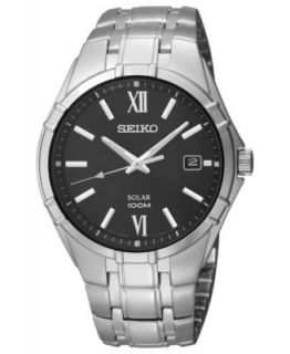 Seiko Watch, Mens Solar Stainless Steel Expansion Bracelet 38mm