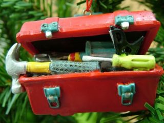 New Red Tool Box Hammer Screw Driver Mechanic Ornament