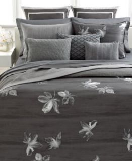 Vera Wang Bedding, Charcoal Flower Queen Duvet Cover   Bedding