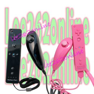 Black and Pink Built in Motion Plus Remote and Nunchuck Controller for