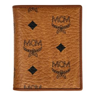 MCM Cognac Visetos Mens Vertical Small Wallet Purse Leather Authentic