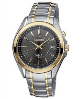 Seiko Watch, Mens Kinetic Two Tone Stainless Steel Bracelet 41mm