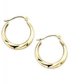 10k Gold Hoop Earrings, Small Polished Tube   Earrings   Jewelry