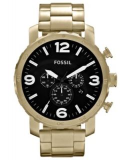 Fossil Watch, Mens Decker Gold Tone Stainless Steel Bracelet 44mm