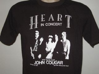 1982 HEART CONCERT T Shirt MEDIUM rock tour 80s JOHN COUGAR MELLENCAMP