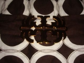 Tory Burch Melanie Brown Circle Ring Print Gold Belt Belted Linen