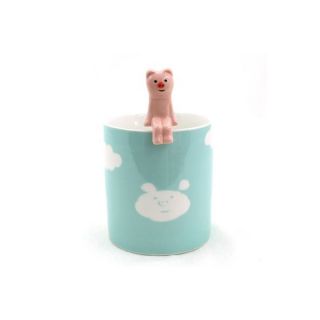 Cute Panda Pig Cat Frog Ceramic Cloud Coffee Mug Spoon Set Decole