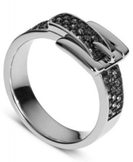 Michael Kors Ring, Silver Tone Pave Crystal Buckle Ring
