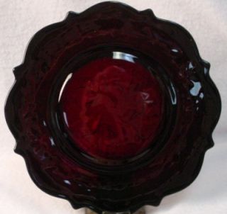 McKee Glass Rock Crystal Flower Ruby Red Salad Plate 8 3 4 s E