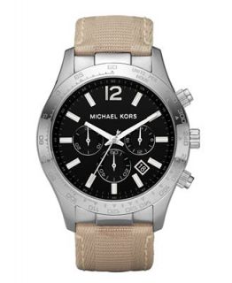Michael Kors Watch, Mens Chronograph Khaki Nylon Strap 45mm MK8187