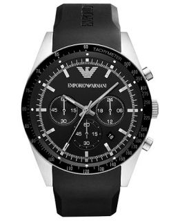 Emporio Armani Watch, Mens Chronograph Black Matte Rubber Strap 46mm
