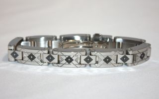 Simmons Bracelet Two Tone Stainless Steel With Diamond Accents 8.5