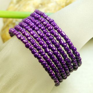 Cute Purple Seed Beads Memory Wire Wristband Bracelets