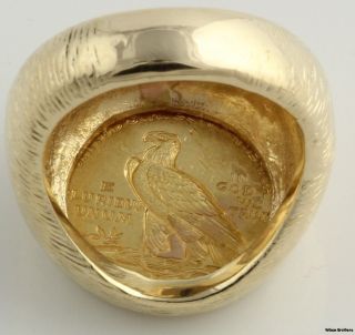 Head Quarter Eagle 90 Pure Coin Ring 14k Yellow Gold Band 21 9g