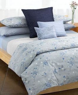 Calvin Klein Home Bedding, Blue Flower Queen Duvet Cover