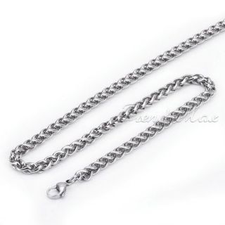 Mens Boys Cool 316L Stainless Steel Wheat Chain Bracelet Necklace 7