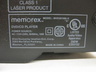 Memorex MVD2016BLK DVD CD Player