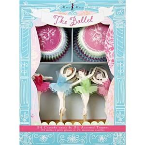 Meri Meri Girls Ballet Cupcake Kit Cake Cases Toppers Ballerina