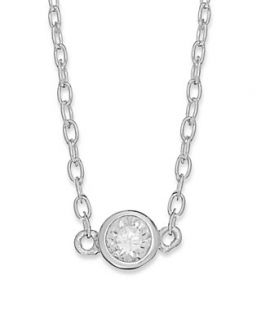 Brilliant Sterling Silver Necklace, Cubic Zirconia Pendant (1/10 ct