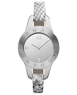Armani Exchange Watch, Womens Gray Python Stamped Leather Strap