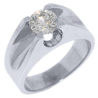 Mens 1 26 Carat Solitaire Round Cut Diamond Ring Wedding Band Tension