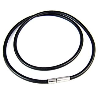 Mens Womens Black Genuine Leather Cord Necklace Chain 20 22 24