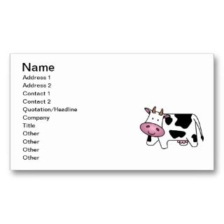 Cute Dairy Cow Business Card Template