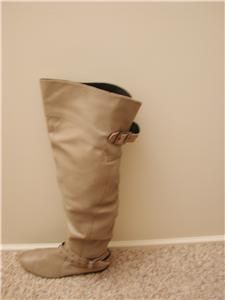 Messeca Taupe Leather Leslie Over The Knee Boot Mushroom Size 10