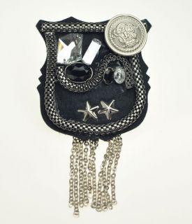 Kinkymerry Beads Spangle Jacket Point Prom Tissel Black Brooch Wappen