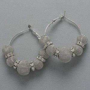 Basketball Wives Poparazzi Mesh Ball Small Hoop Earrings Silver Silver