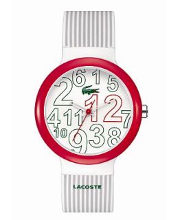 Lacoste Watch, Goa Gray and White Pinstripe Silicone Strap 2020013