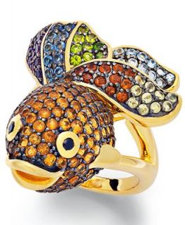 Meredith Leigh 14k Gold Plated Ring, Multistone Fish Ring