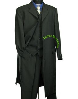 Sharp 45 Jacket Length 3 Pcs Men 7B Zoot Suit Black HTV $250