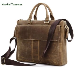 Messenger Laptop Bag Briefcase Mens Distressed Leather Shoulder Bag