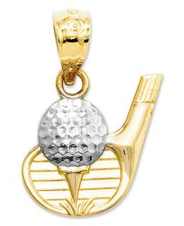 14k Gold and Sterling Silver Charm, Golf Club and Ball Charm
