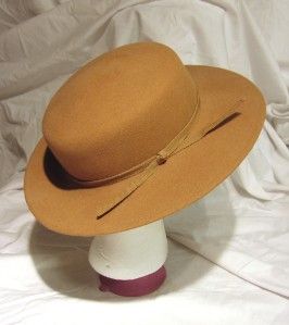 Vintage Miss Bierner Michael Howard 100 Wool Brim Hat Camel Tan Color