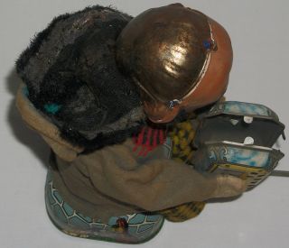 Vintage HOBO CLOWN w/ Accordian MONKEY w/ Cymbals Tin Toy ALPS Japan