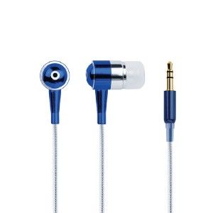 Merkury Blue Metallic Earphones Earbud Headphones for iPod iPhone MP3
