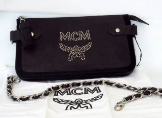 745 Glam Rock Medium Accordian Clutch Shoulder Bag Black Leather NWOT