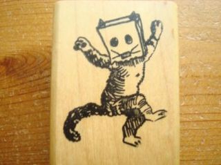 New Dancing Kitty Cat with Bag Over Head by Bartholomews Ink Rubber