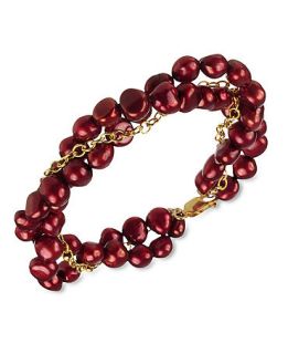 18k Gold Over Sterling Silver Cranberry Cultured Freshwater Pearl 2