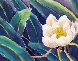 Denison Original Watercolor Pastel Artwork of Flowers Framed