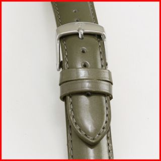 Michele Taupe Khaki Patent Leather Silver Buckle Watch Strap Band 18mm