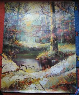 Winter Woodlands Large Poster 1970s Print Michael N Y