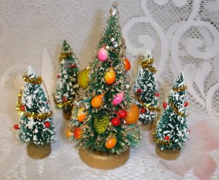 Bottle Brush Christmas Tree Mica Glitter Starburst Mini Flocked Japan