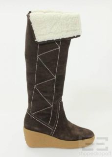 Michael Michael Kors Brown Suede Tall Wedge Boots New Size 5
